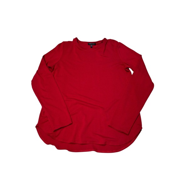 Eileen Fisher Tops - Eileen Fisher Red Long Sleeve High Low Crew Neck Top Rayon Lycra USA Womens S